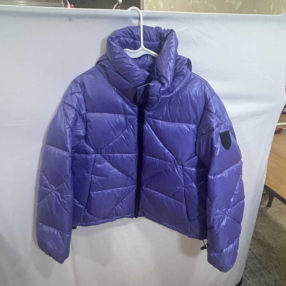 Vince Camuto Jacket Womens Small Purple Down Puffer Quilted Hooded Short Nylon